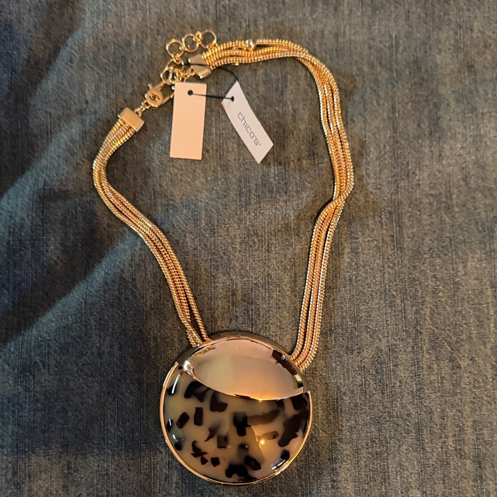 Chico's Gold and Brown Statement Necklace